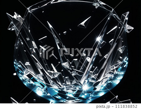割れたガラス、水晶、ガラスの破片、爆発 111838852