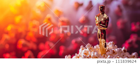 AI-generated content. Banner with abstract golden trophy 111839624