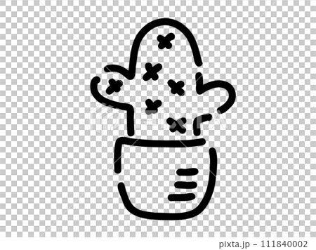 かわいいサボテンの観葉植物／手描きイラスト 111840002