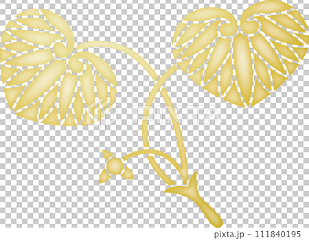 家紋 花付き二葉葵【金色】 家紋 花付き二葉葵【金色】 111840195