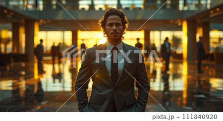 AI-generated content. Image of business man and partners or team with modern office. AI-generated content. Image of business man and partners or team with modern office. 111840920