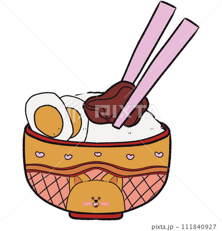 The illustration of a Japanese beef bowl 111840927