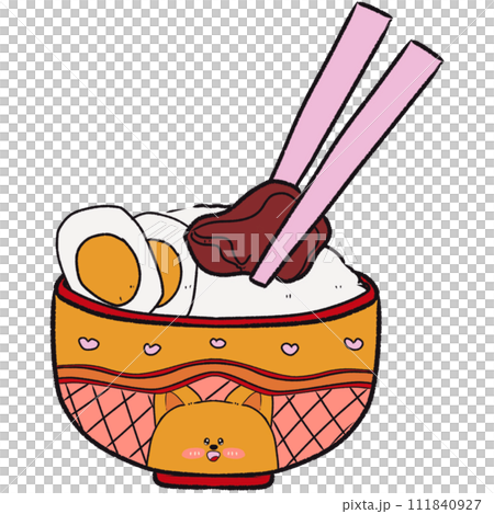 The illustration of a Japanese beef bowl 111840927