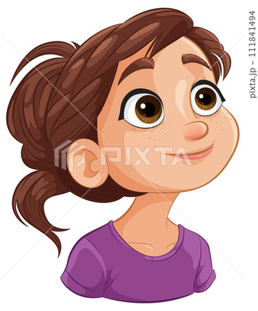 Cheerful Young Girl Vector Portrait 111841494