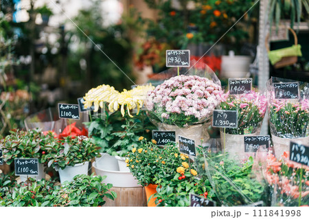 Flowers shop in Ameyoko. Landmark for tourist attraction in Ueno. Tokyo, Japan, 18 November 2023 Flowers shop in Ameyoko. Landmark for tourist attraction in Ueno. Tokyo, Japan, 18 November 2023 111841998