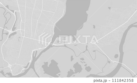 Background Santa Fe de la Vera Cruz map, Argentina, white and light grey city poster. Vector map with roads and water. Widescreen proportion, flat design roadmap. 111842358