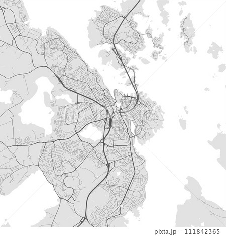 Stavanger map, Norway. Grayscale city map, vector streetmap. Stavanger map, Norway. Grayscale city map, vector streetmap. 111842365