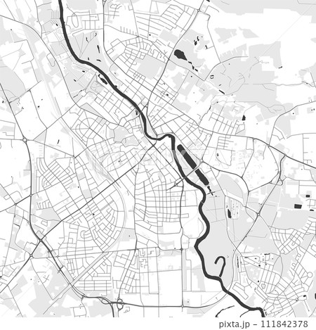 Tartu map, Estonia. Grayscale city map, vector streetmap. 111842378