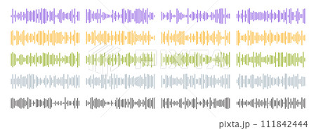 Set of vector sound waves. Audio equalizer technology, pulse music. Audio player. Vector illustration. 111842444