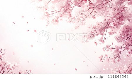 桜の花びらが舞い散るフレーム 桜の花びらが舞い散るフレーム 111842542