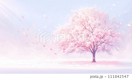 桜の花びらが舞い散るフレーム 桜の花びらが舞い散るフレーム 111842547