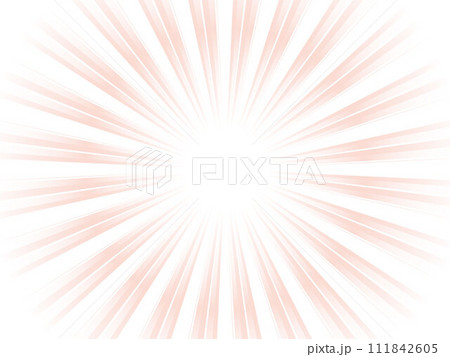 うっすらと放射する太陽光線イメージの集中線背景_ライトレッド 111842605