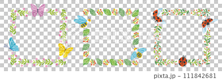 Spring insect butterfly bee ladybug frame set Spring insect butterfly bee ladybug frame set 111842681