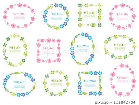 春の植物の花のフレームセット 111842704