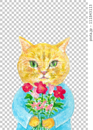 Cat with flowers 111843113