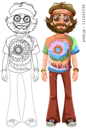 Groovy Hippie Fashion Illustration Groovy Hippie Fashion Illustration 111843536