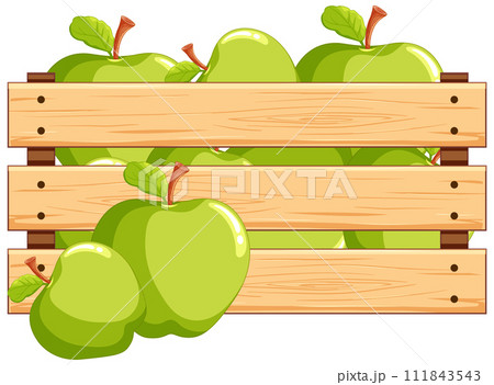 Fresh Green Apples in Wooden Crate Fresh Green Apples in Wooden Crate 111843543