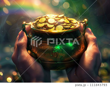 AI-generated content. St Patricks Day Pot of Gold 111843793