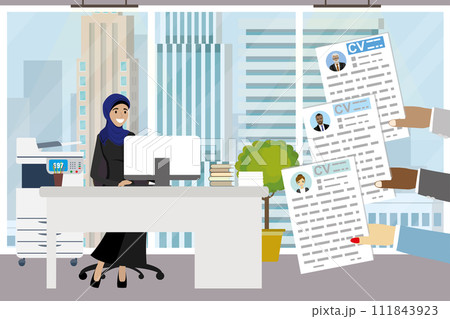 Arab businsswoman in modern office,office manager on workplace, 111843923