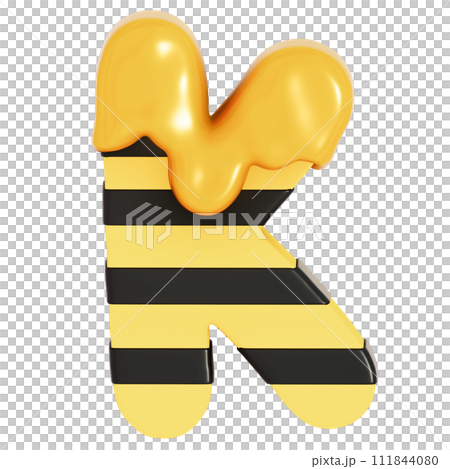 Honey Bee alphabet , K on transparent background , 3D Rendering Honey Bee alphabet , K on transparent background , 3D Rendering 111844080