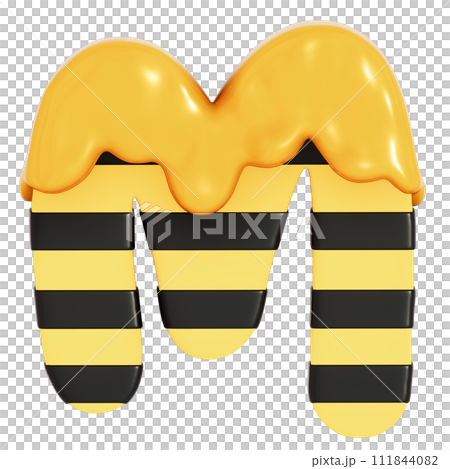 Honey Bee alphabet , M on transparent background , 3D Rendering Honey Bee alphabet , M on transparent background , 3D Rendering 111844082