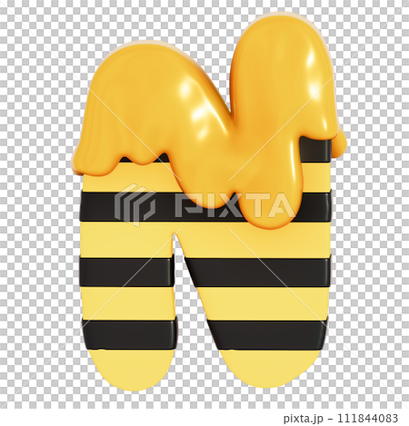 Honey Bee alphabet , N on transparent background , 3D Rendering Honey Bee alphabet , N on transparent background , 3D Rendering 111844083