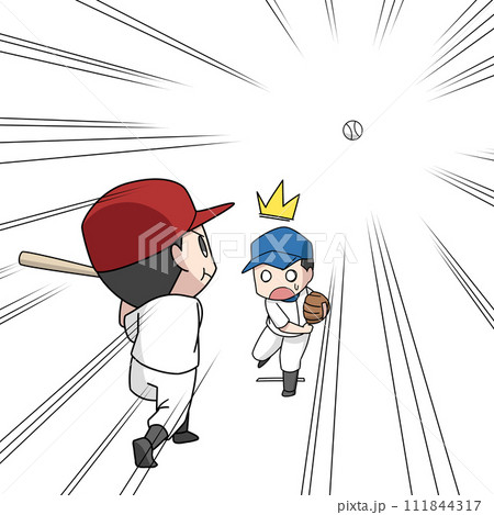 野球のクリーンヒットのイラスト・男子 野球のクリーンヒットのイラスト・男子 111844317