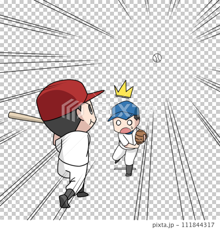 野球のクリーンヒットのイラスト・男子 野球のクリーンヒットのイラスト・男子 111844317