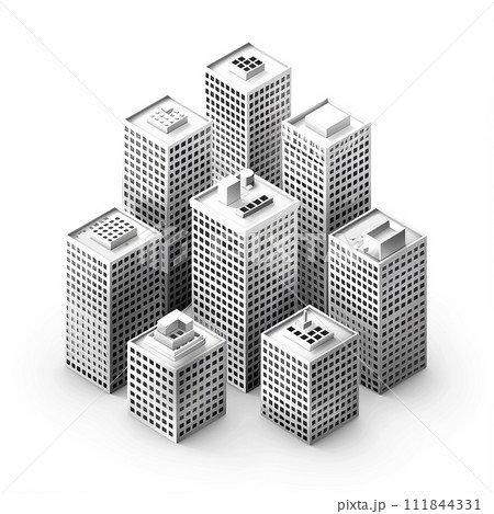 立体的なビル群　generative ai 111844331