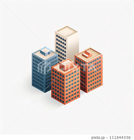 立体的なビル群　generative ai 111844336