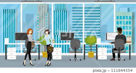 Interior of modern office or coworking place with furniture, Interior of modern office or coworking place with furniture, 111844354