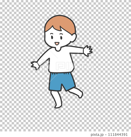 boy standing on one leg boy standing on one leg 111844391