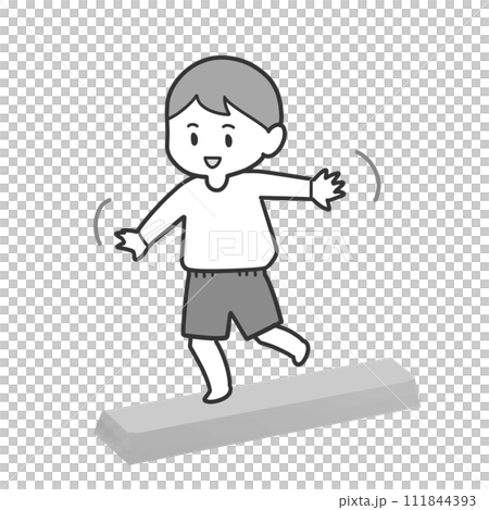 平均台を歩く男の子 111844393
