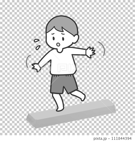 平均台を歩く男の子 111844394