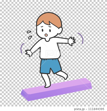 平均台を歩く男の子 111844395