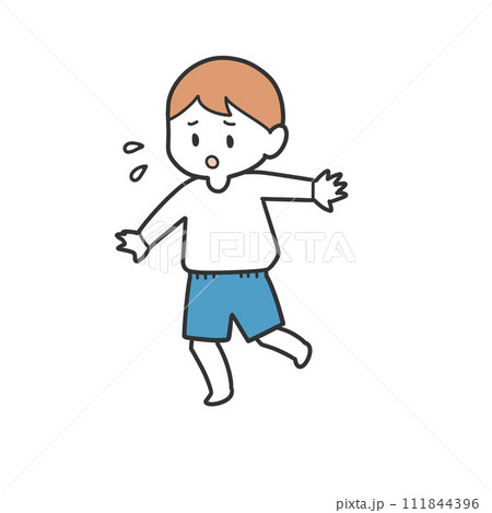 片足で立つのが苦手な男の子 111844396