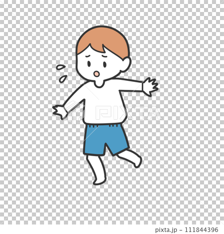 片足で立つのが苦手な男の子 111844396