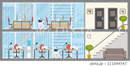 Two floors of Modern office,empty workplace interior with furniture 111844547