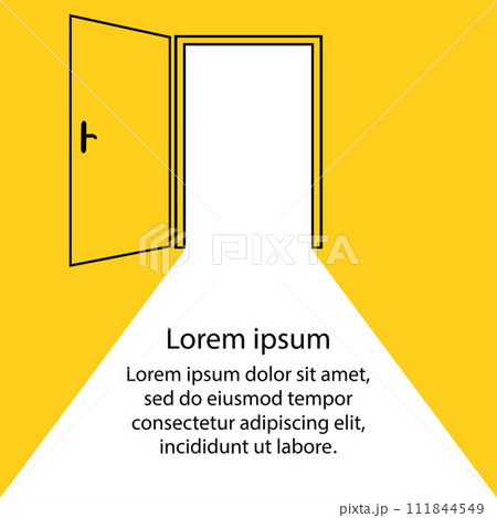 Open door,yellow background,cartoon Open door,yellow background,cartoon 111844549