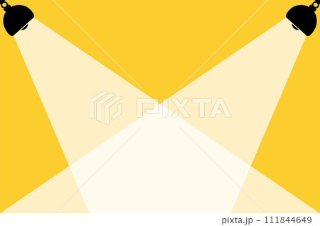 Silhouette of black lamps and White lights,yellow background,place for text 111844649