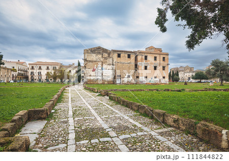 Palermo View of Piazza Magione garden in Kalsa district Palermo View of Piazza Magione garden in Kalsa district 111844822