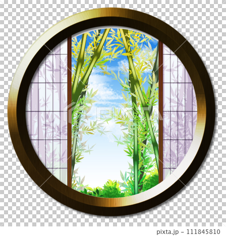 從圓窗看到的竹林風景 111845810