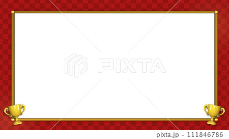 金トロフィーのついた赤ベースの画面枠・3Dモデル 111846786