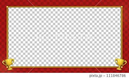 金トロフィーのついた赤ベースの画面枠・3Dモデル 111846786