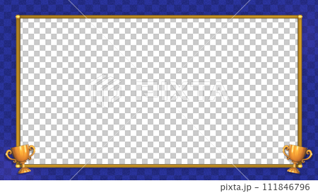 銅トロフィーのついた青ベースの画面枠・3Dモデル 銅トロフィーのついた青ベースの画面枠・3Dモデル 111846796