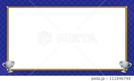 銀トロフィーのついた青ベースの画面枠・3Dモデル 111846798