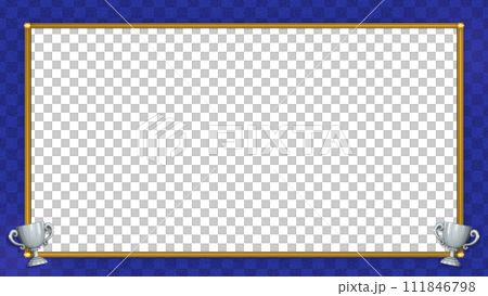 銀トロフィーのついた青ベースの画面枠・3Dモデル 111846798