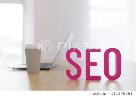 検索エンジン最適化「SEO」のイメージの3Dイラスト 111846861