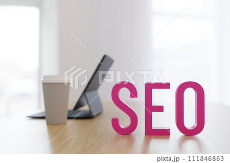 検索エンジン最適化「SEO」のイメージの3Dイラスト 111846863