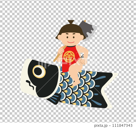 金太郎騎鯉魚旗插畫 111847343